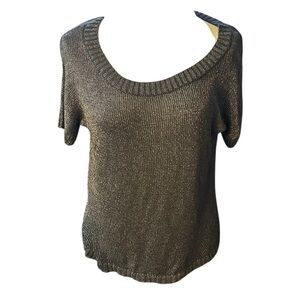 Calvin Klein Jeans Metallic Silver and Gray Knit Top